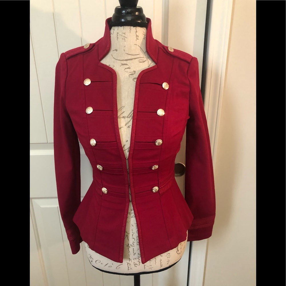 White House Black Market Red Military Blazer